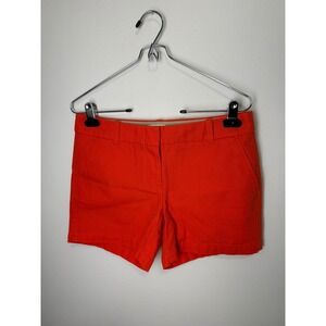 J.Crew Womens Orange Cotton Chino Shorts Size 2 Solid Mid Rise Summer Casual